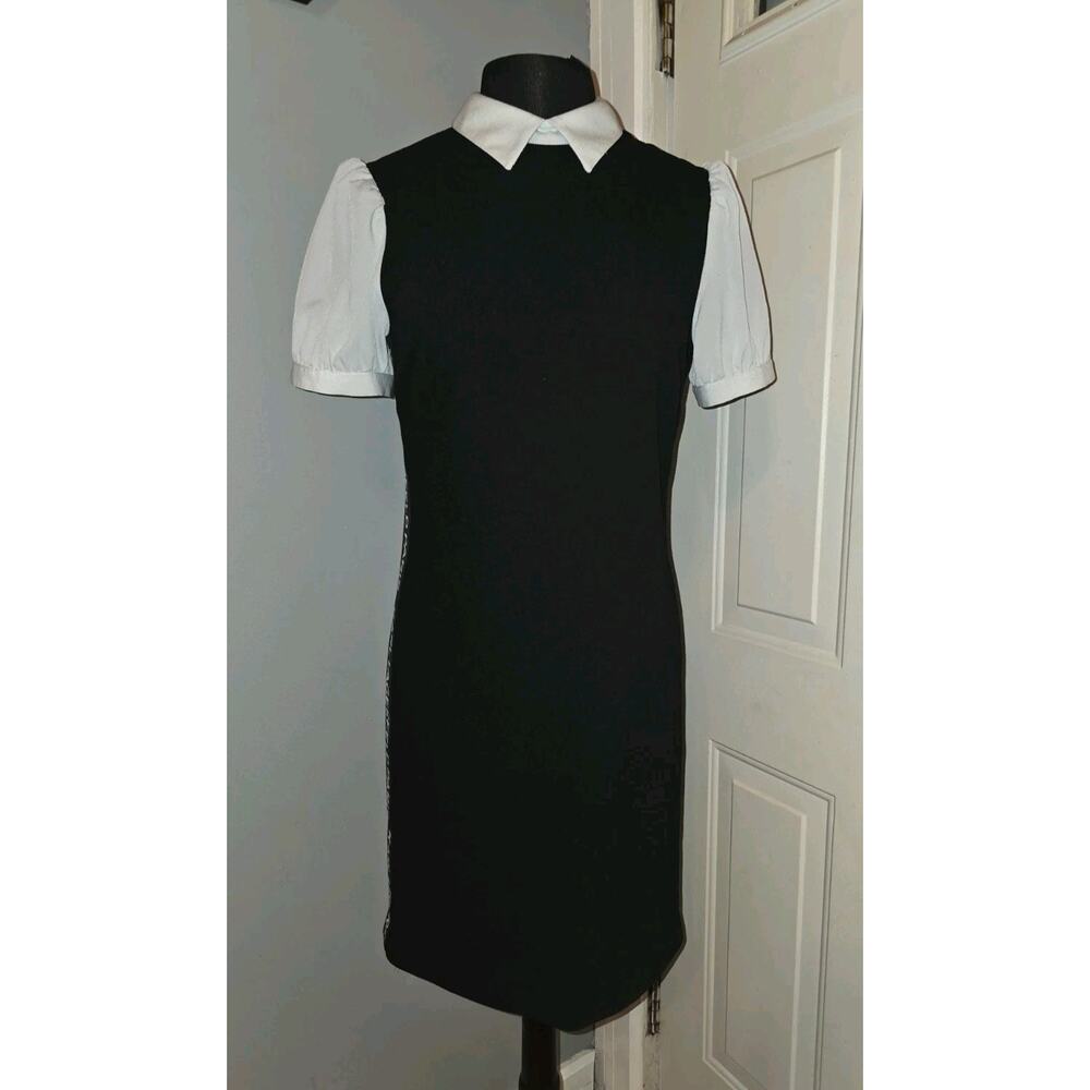 Karl Lagerfeld Twofer Dress with Logo Taping Size 6 Collar Preppy Workwear